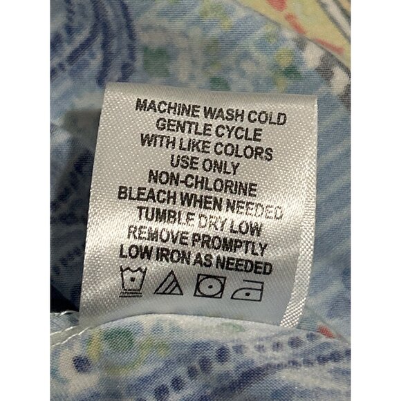 Sunny Leigh Boho Style Blue Tunic Top Paisley Multicolored Print Size Small - Picture 5 of 7